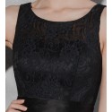 Robe de cocktail dentelle et satin noire et col rond - Ref C804 - 05