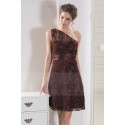 robe de cocktail en dentelle chocolat sexy - Ref C792 - 02