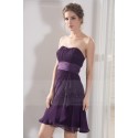 robe de cocktail violet mousseline ceinture satin - Ref C780 - 02