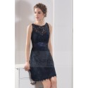 Backless Navy Blue Short Sleeveless Lace Cocktail Dress - Ref C790 - 03
