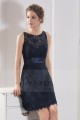 Backless Navy Blue Short Sleeveless Lace Cocktail Dress - Ref C790 - 03