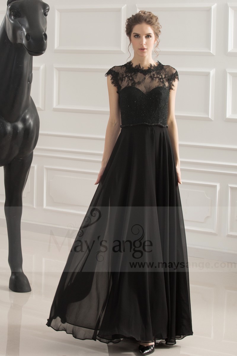 robe de soiree noir coupe empire - Ref L749 - 01