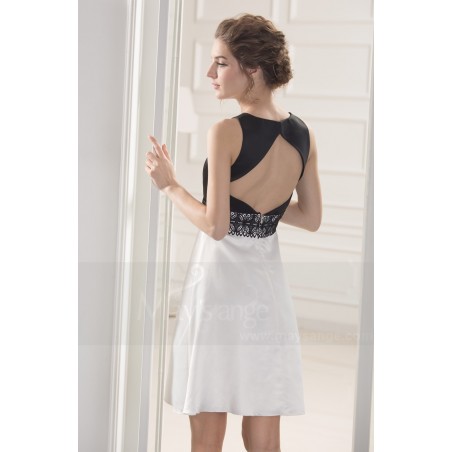 robes de cocktail courte dos nu noir et blanc