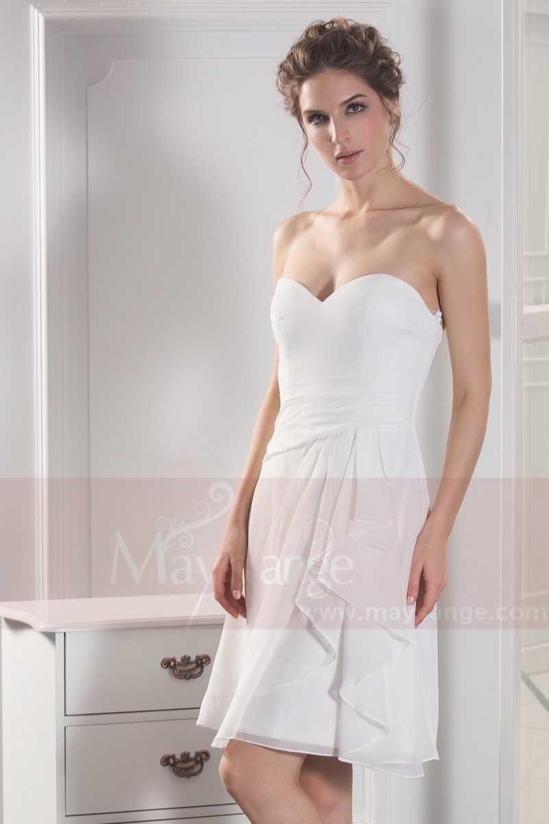 Robe Bustier Blanc & Bleu à Bretelles Élastiques - Taille 36 - Occasion Très Bon État