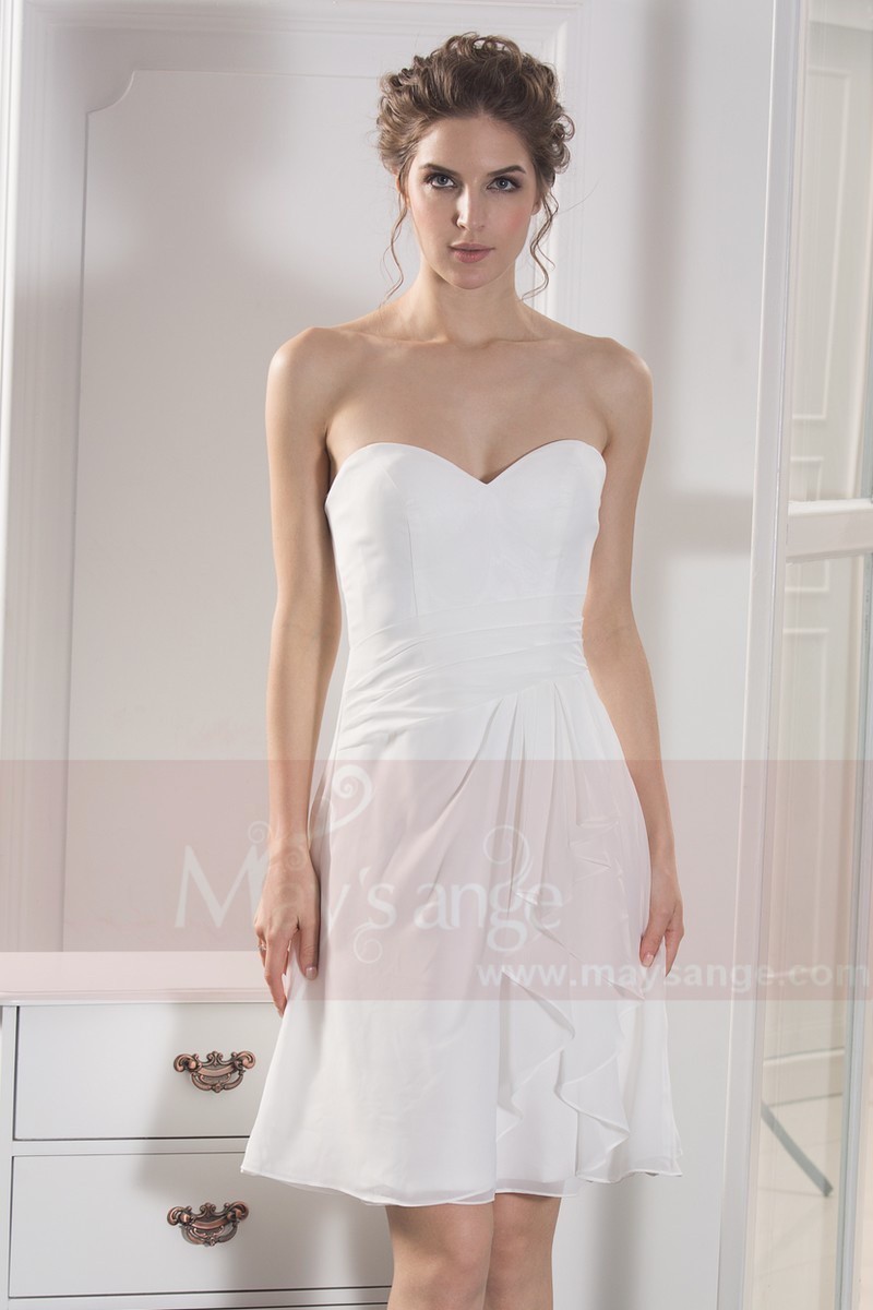 robe de soirée courte bustier blanc - Ref C789 - 01
