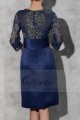 Short Evening Dress Long Sleeve Navy Blue - Ref C793 - 03