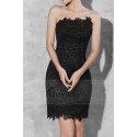 Black Short Lace Sheath Strapless Party Dress - Ref C797 - 05