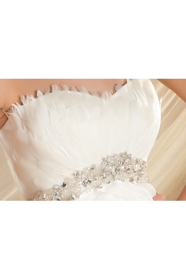 robe de mariée avec plume blanche - M337 #1