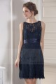 Backless Navy Blue Short Sleeveless Lace Cocktail Dress - Ref C790 - 05