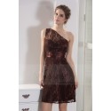 robe de cocktail en dentelle chocolat sexy - Ref C792 - 04