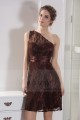 robe de cocktail en dentelle chocolat sexy - Ref C792 - 04