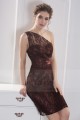 robe de cocktail en dentelle chocolat sexy - Ref C792 - 06