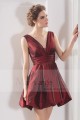 robe de soiree courte decollete V  bordeaux - Ref C786 - 02