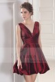 Taffeta Short V-Neck Ball Gown In Burgundy - Ref C786 - 03