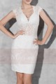 Robe de fête chic et glamour en dentelle blanc maysange - Ref C809 - 03