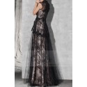robe de soirée dentelle noir chic col montant - Ref L764 - 02