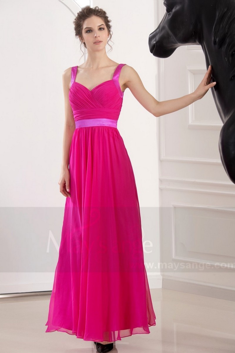 robe de soirée mousseline fuschia - Ref L753 - 01