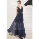 robe de soirée mousseline bleu nuit - Ref L747 - 04