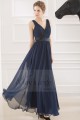 robe de soirée mousseline bleu nuit - Ref L747 - 04