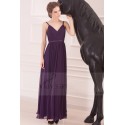 robe de soiree long violet ceinture fine satin - Ref L746 - 03