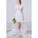 Asymmetry Half Sleeves Embroidered Organza Civil Wedding Dress - Ref M365 - 02