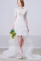 Asymmetry Half Sleeves Embroidered Organza Civil Wedding Dress - Ref M365 - 02