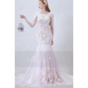 Mermaid Wedding Dress With Long Train And Sheer Long Sleeve - Ref M366 - 02