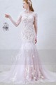 robe de mariée sirène manche longue lace majestueuse en dentelles et boules de neige - Ref M366 - 02