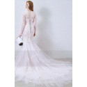 Mermaid Wedding Dress With Long Train And Sheer Long Sleeve - Ref M366 - 03