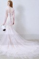 robe de mariée sirène manche longue lace majestueuse en dentelles et boules de neige - Ref M366 - 03