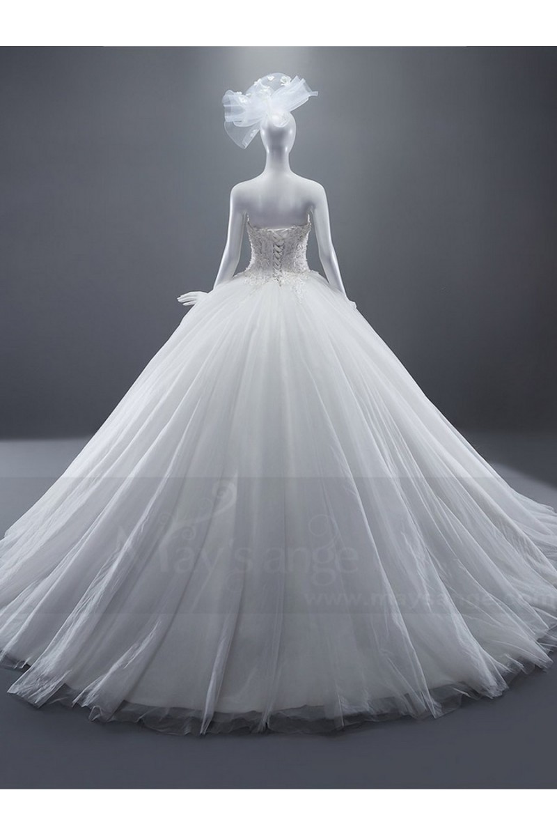 robe de mariée princesse luxueuse bustier en dentelle etincelant - Ref M367 - 01 robe de mariée princesse luxueuse bustier en dentelle etincelant - Ref M367 - 01