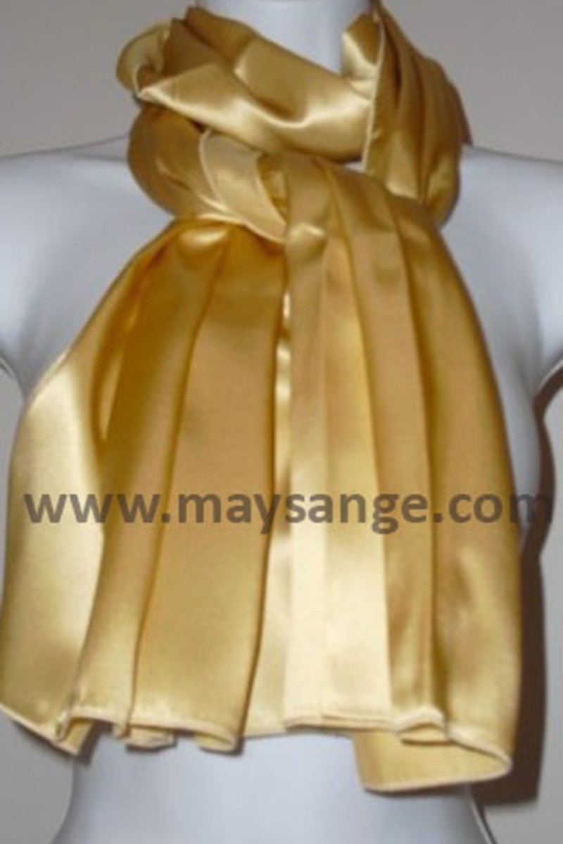 Large étole dorée mariage en satin fin - Ref ETOLE02 - 01