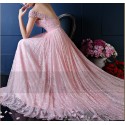 robe de soirée pas cher dentelle rose dos nu - Ref L766 - 03