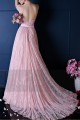 robe de soirée pas cher dentelle rose dos nu - Ref L766 - 04