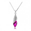 Collier fantaisie pierre rose cristal - Ref F120 - 02