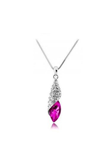 Pink stone pendant statement necklaces - F120 #1