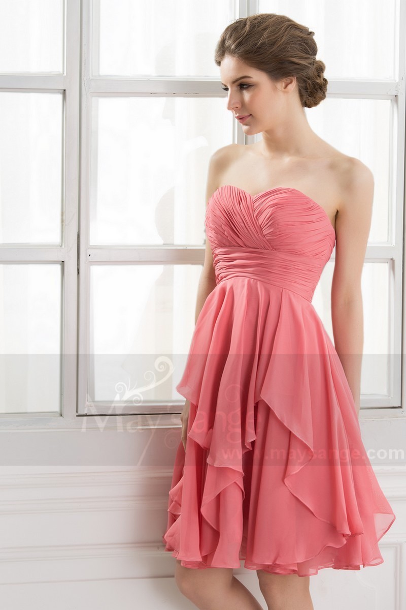 Robe de soirée bustier rose pastel - Ref C560 - 01