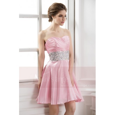 robe de cocktail rose ceinture argente