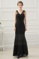 robe de soirée noir long en dentelle decollete v - Ref L757 - 03