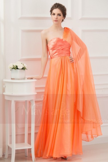 Longue robe de soirée Orange Volcanique d'été - L111 #1