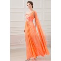 One Strap Long Orange Summer Dress With a Cascade Detail - Ref L111 - 03