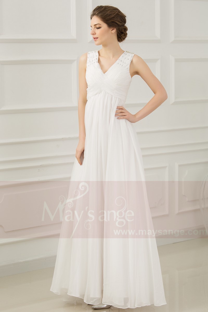 Cheap evening dress Brittany in white muslin - Ref L202 Promo - 01