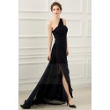 One Shoulder Long Black Blue Prom Dress With Slit - Ref L531 - 02