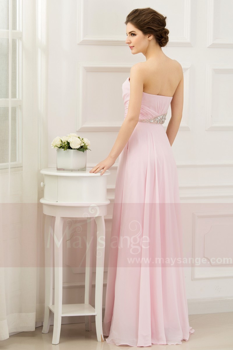 Pink Long Prom Dress With Rhinestones - Ref L268 - 01