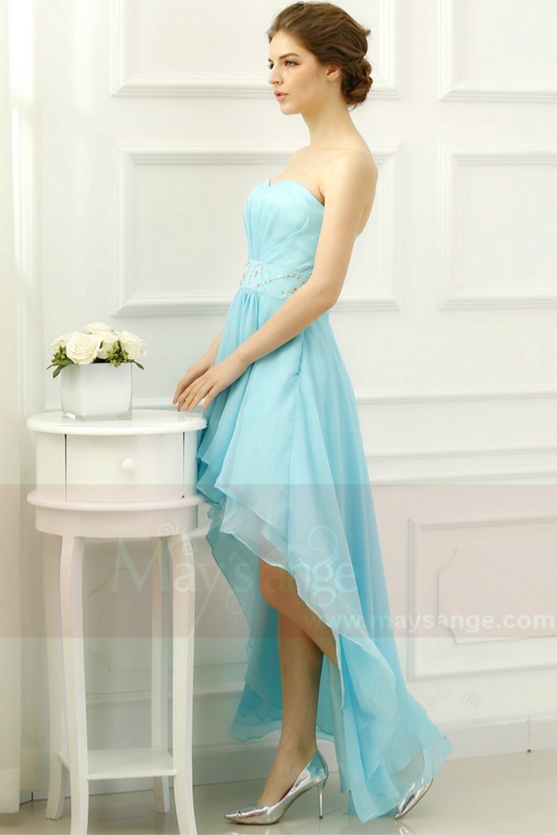 Turquoise High-Low Strapless Homecoming Dress - Ref C203 - 01