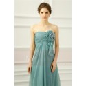 Green Strapless Long Dress For Bridesmaid With Flowers - Ref L768 - 05