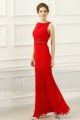 Belle robe de soirée rouge feu longue simple - Ref L755 - 02