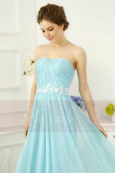 TURQUOISE LONG EVENING DRESS STRAPLESS - L756 #1