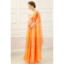 One Strap Long Orange Summer Dress With a Cascade Detail - Ref L111 - 04