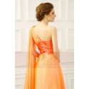 One Strap Long Orange Summer Dress With a Cascade Detail - Ref L111 - 05